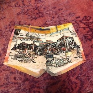 Amanda Uprichard Silk Beach Print Shorts